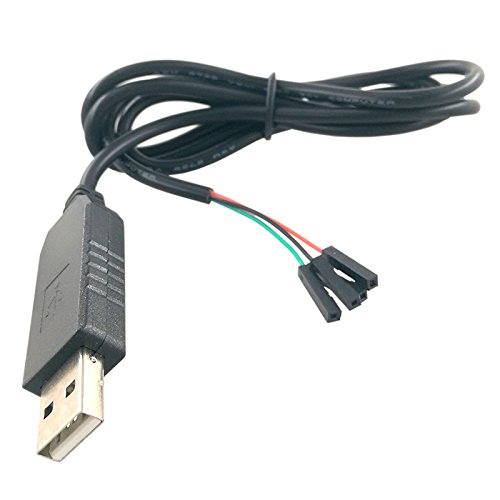 TopHomer 1 Stück USB zu TTL 4 Pin Schwarz Serielles Adapterkabel Stecker Steckdose PL2303HX Chip Linux, Mac, Wince und Windows (XP, 2003), Vista Win 7 ect. (1m, mit 4 Male-Male Verbindungskabel) von TopHomer