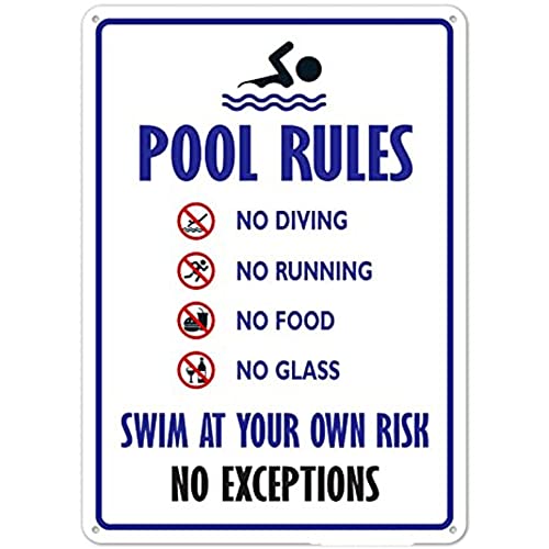 TopHomer Schwimmbad Regeln, 20 x 30 cm Schild Pool Rules Schild Warnschild Outdoor Wandkunst von TopHomer
