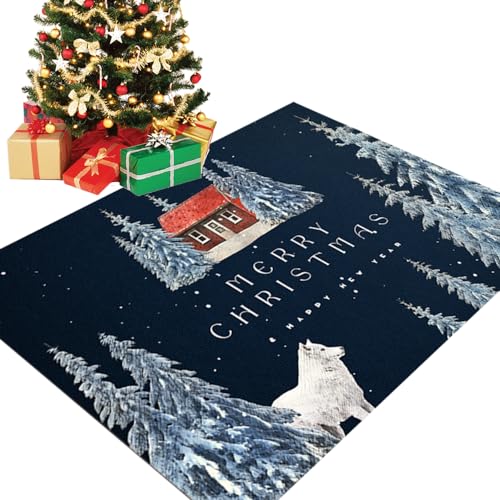 Topbashgo Carpet for Living Room Home Hallway Large Rug, Weihnachtsteppich Weihnachtsdeko Amerikanisch, Weinachtsdekorationen für Zuhause Büro Hof Zimmer (Weihnachten 4, 60 * 90cm) von Topbashgo