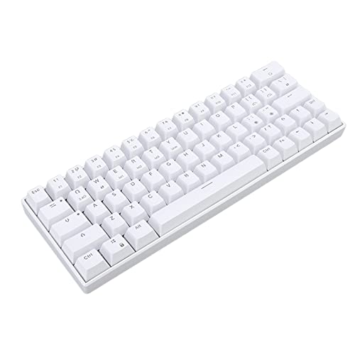 Mechanische Tastatur, Drahtlos 2,4 G + 3.0/5.0 + Typ C Kabelgebundene Mechanische Tastatur, 64 Tasten Ergonomie RGB 1800 MAh Wiederaufladbare Tastatur, Weiß (Roter Schalter) von Topiky