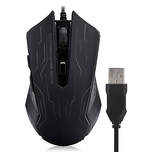 T opiky Gaming Mouse Wired, USB-Makro-Programmierung Ergonomische Maus Game Mouse mit farbenfrohen LED-Leuchten, DPI-Einstellung Bis zu 3200 DPI, Plug & Play für Desktop, Laptop von Topiky