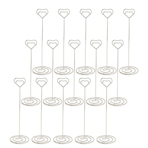 Tischnummernhalter, 15 Stück, Herzförmiger Eisendraht Bildhalterständer für Hochzeitsnotizen (SILVER) von Topiky