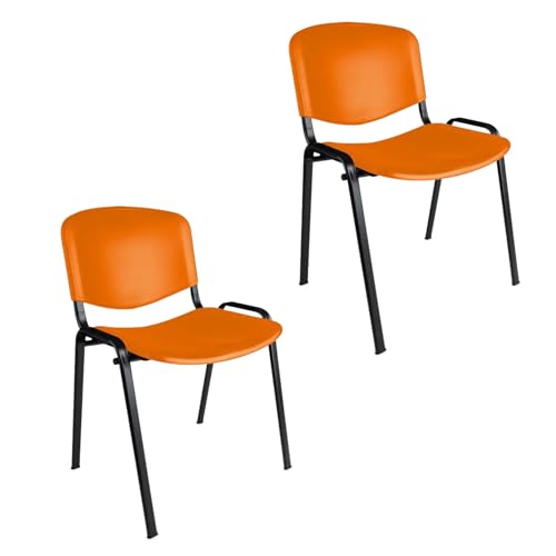 Topsit Büro & More 2er Set Besucherstühle, stapelbarer Konferenzstuhl, mit Sitz und Rückenlehne aus Kunststoff. (Orange) von Topsit