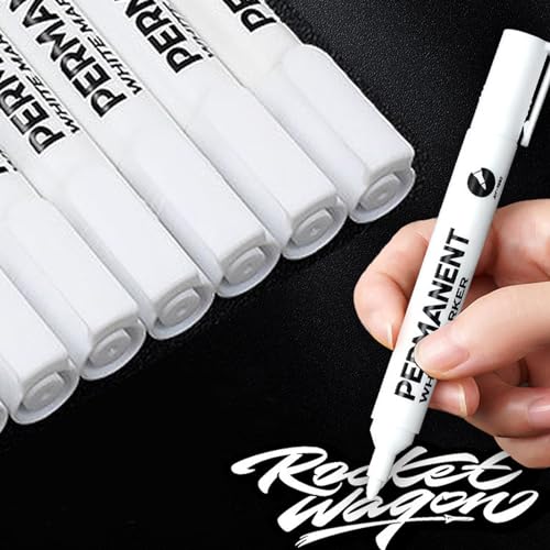 Topspitgo Acrylstifte 5 Stück Lackstift Weiß Permanent Marker Wasserfest Weißer Stift für Schwarzes Papier Holz,Steine,Felsmalerei,Keramik,Glas,Reifen,Stoff,Metall,Leinwand,DYI von Topspitgo