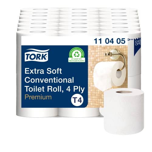 Tork extra weiches Kleinrollen Toilettenpapier Weiß T4, Premium, 4‑lagig, 42 × 153 Blatt, 110405 von Tork