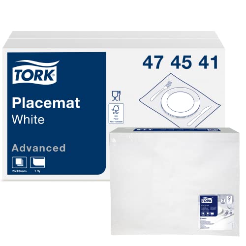 Tork 474541 Tischset Weiß, 1 x 500 Platzsets, 42 x 30 cm (L x B), Moderne Tischsets zum effektiven Schutz von Tischen - ideal für Restaurants, Advanced Qualität von Tork