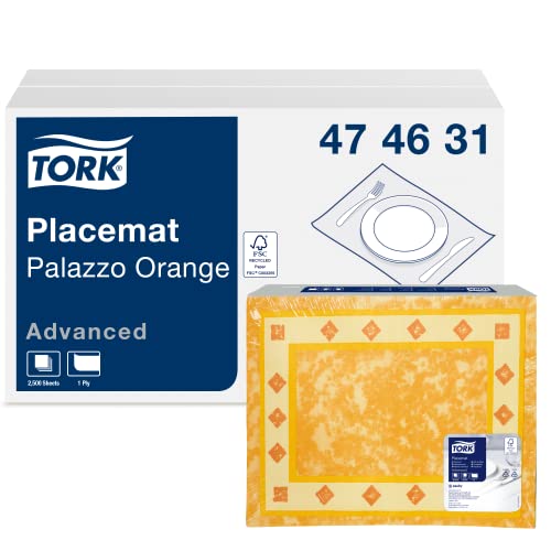 Tork 474631 Tischset Palazzo Orange, 1 x 500 Platzsets, 42 x 30 cm (L x B), Untersetzer zum effektiven Schutz von Tischen - ideal für Restaurants, Advanced Qualität von Tork