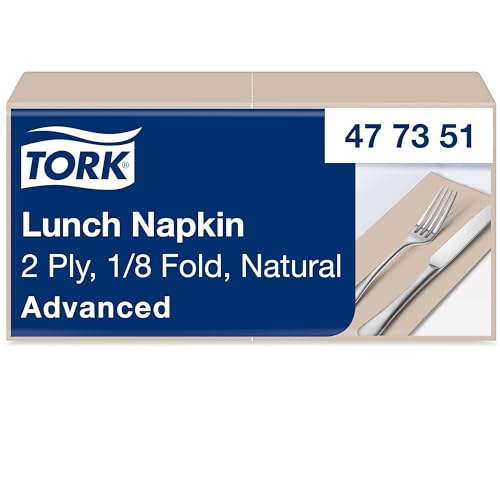 Tork Lunchservietten Natur, 1/8 falten, 2 lagig, 200 Servietten, 16.3cm x 8.2cm, 477351 von Tork