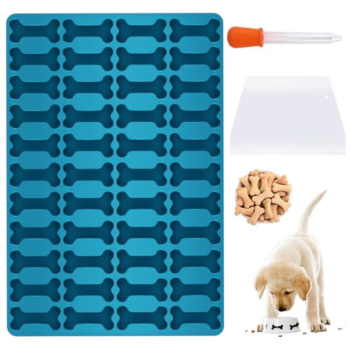 Torribaly Silikon Backmatte Hundekekse Backform, Backmatten für Hundeleckerlies mit Tropfer, Wiederverwendbare Silikonmatte Backen für Hundekuchen, Große Hunde (4.6 * 2.2CM, Blau) von Torribaly