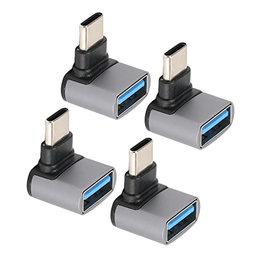 4 Rechtwinkliger USB C auf USB Adapter, 90 Grad USB C Stecker auf USB A Buchse, 10 Gbit/s Hochgeschwindigkeits USB Adapter für Telefon, Laptop, Tablet von Tosuny