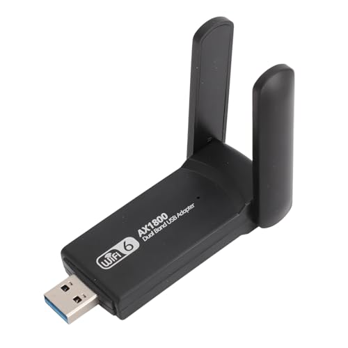 WiFi-Adapter für PC, 1800 Mbit/s WiFi 6-Adapter 2,4 G 5 G Dualband-WLAN-USB-Adapter, PC-WLAN-Antenne für Win 10 11, USB-WLAN-Dongle-Netzwerkadapter für Laptop von Tosuny