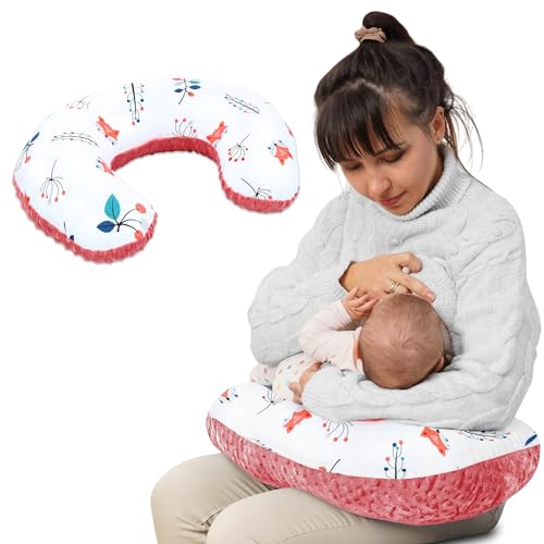 Totsy Baby Stillkissen klein Minky 130 x 45 cm - Stillhörnchen kleines Still Kissen Nursing Breastfeeding Pillow für unterwegs Fuchs Terracotta von Totsy Baby