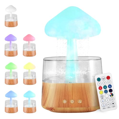 Towwoo Regenwolken Luftbefeuchter mit Nachtlicht, 3 in 1 Rain Cloud Humidifier/Aroma Diffuser / 7 Farben LED Nachtlicht, Wassertropfen Entspannung Schlafzimmer Nachttisch Diffuser Ätherische Öle von Towwoo