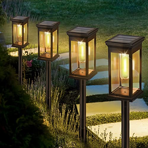 Towwoo Solarlampen für Außen Garten, 4 Stück Solarleuchten Garten Warme LED Licht, IP65 Wasserdicht Solarlampe Gartendeko für Draußen Gehweg Terrasse Garten Rasen (Quadratisch) von Towwoo