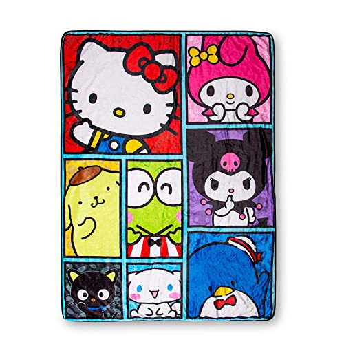 Sanrio Hello Kitty and Friends Übergroße Sherpa-Fleece-Überwurfdecke | weicher Plüschbezug für Sofa, Bett | 137 x 183 cm von Toynk