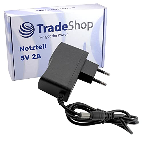 Trade-Shop Universal Netzteil Ladegerät Adapter 5V/2A 5,5x2,1mm für Akkus, elektrisches Spielzeug, Ladestation, Trafos, USB HUB's, Switch, Router von Trade-Shop