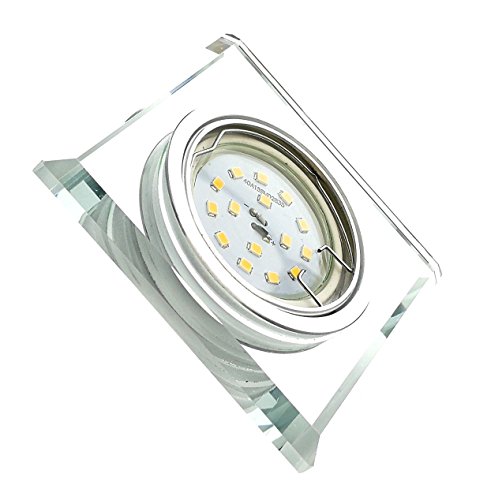 Trango 1er Set *CRYSTAL* LED Deckenstrahler 6729S-01MOSD aus Glas handgeschliffen inkl. 1x 5 Watt 3-Stufen dimmbar Ultra Flach LED Modul 3000K warmweiß Einbauleuchte, Einbauspot, Deckenleuchte von Trango