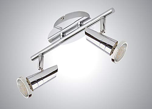 Trango 2-flammig 2001-028-5W LED Deckenleuchte *MAX* inkl. 2x 5 Watt GU10 LED Leuchtmittel in Chrom-Optik I Deckenlampe I Deckenstrahler I Deckenspots I Wohnzimmer Lampe schwenkbar und drehbar von Trango