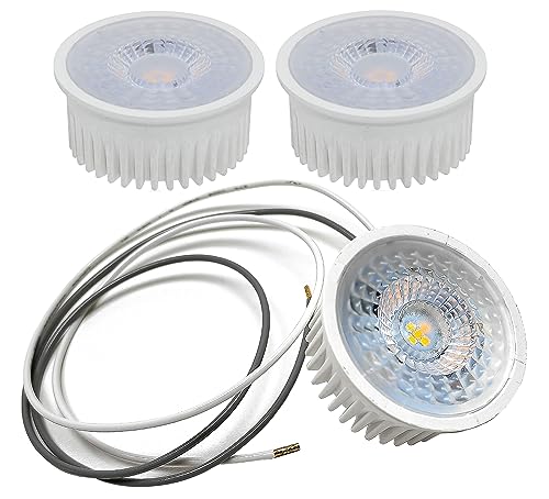 Trango 3er Pack 5 Watt 3 Stufen dimmbar MOCOBSD-C*3 LED Modul inkl. je 75cm Kabel H: 3cm 3000K warmweiß zum Austauschen Einbauleuchte, Deckenstrahler, Einbaustrahler GU10 & MR16 Halogen Leuchtmittel von Trango