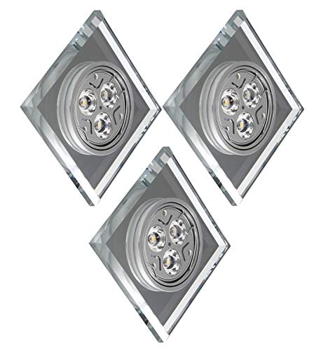 Trango 3er Pack Design Einbaustrahler 6729S-3HPAK Einbaustrahler aus Spiegelglas & Alu inkl. 3x GU10 LED Leuchtmittel Deckenleuchte Strahler von Trango