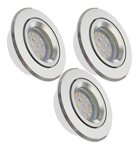 Trango 3er Set LED Einbauleuchten 6737R-03B Einbaustrahler Spots aus rostfreiem Aluminium inkl. 3x 3 Watt GU10 LED Leuchtmittel I Einbauspots I Deckenspots I Spots von Trango