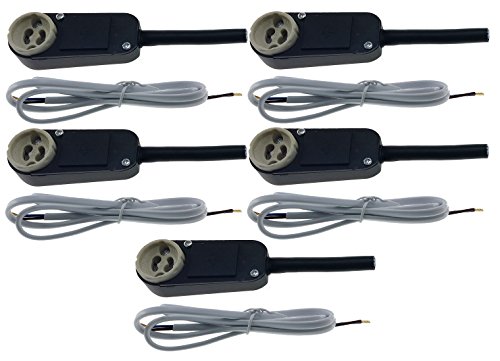 Trango 5er Pack Sicherheits - GU10 Anschlusskasten inkl. 100cm 2x0,75mm² weißes PVC Kabel für LED oder Halogen Einbaustrahler Einbauleuchten Strahler Fassung Sockel von Trango