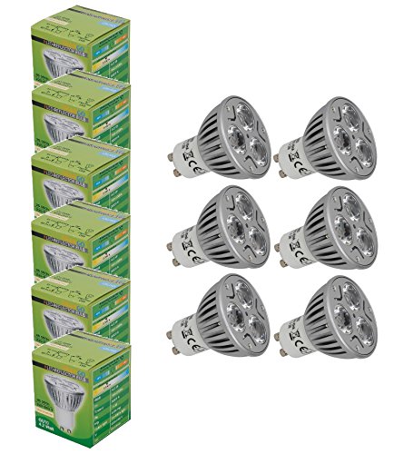 Trango 6er Pack GU1003*6 GU10 LED Leuchtmittel – 4,2 Watt - 3000K warmweiß zum Austausch GU10 & MR16 Halogen Leuchtmittel, für Einbauleuchten, Deckenstrahler, Einbaustrahler, Deckenleuchte, Spots von Trango