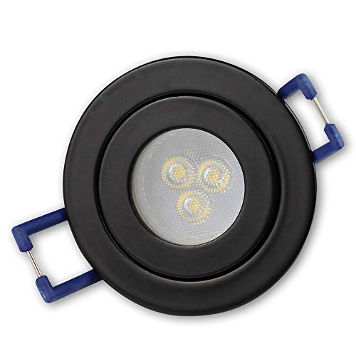 Trano LED Einbaustrahler Schwarz rund 4W warmweiß IP-44 230V - GU11 Strahler für Bad und Außen-Bereich - Ø40mm Bohrloch Badezimmer Sauna Dusche Einbau-Spot Einbauleuchte von Trano