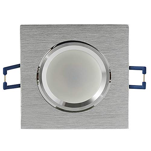 Trano LED Einbaustrahler eckig Edelstahl gebürstet 9 Watt neutralweiß GU10-230V Deckenstrahler schwenkbar - Deckenspot 70mm Bohrloch Einbauleuchte Einbau-spot Strahler von Trano