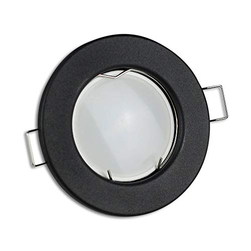 Trano LED Einbaustrahler schwarz rund 5 Watt kaltweiß 230V - GU10 Einbauleuchten aus hochwertigem Aluminium - 55-60mm Bohrloch Einbau-Spot Decken-Leuchte von Trano