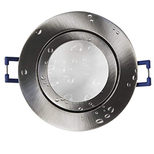 LED Einbaustrahler silber - rund 7 Watt neutralweiß super flach 12V MR16 - geeignet für Bad, Außenbereich IP44-60-70mm Bohrloch - rund Spot von Trano