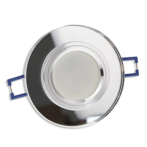 LED Einbaustrahler transparent - rund aus Glas 5 Watt kaltweiß 12V - MR16 Einbauleuchten 60-70mm Bohrloch - Einbau-Spot Decken-Strahler Deckeneinbaustrahler Deckenspot Deckeneinbauleuchte von Trano