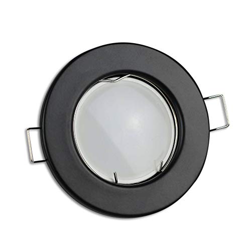 Trano LED Einbaustrahler schwarz rund 5 Watt kaltweiß 12V - MR16 Einbauleuchte 60mm Bohrloch - Einbau-Spot Decken-Strahler Deckeneinbaustrahler Deckenspot Deckeneinbauleuchte Einbauleuchte von Trano