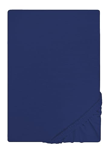 Traumhaft Schlafen - Castell - Markenbettwäsche 0077113 Spannbetttuch Jersey Stretch (Matratzenhöhe max. 22 cm) 1x 180x200 cm - 200x200 cm, dunkelblau von Traumhaft schlafen - Castell - Markenbettwäsche