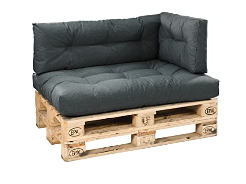 Traumnacht Outdoor Palettenauflage mit Schaumstoffstäbchen gefüllt, Palettenkissen, Palettenpolster Palettenmöbel Palettensofa 3er Set (Sitz+Rücken+Seitenteil), anthrazit von Traumnacht