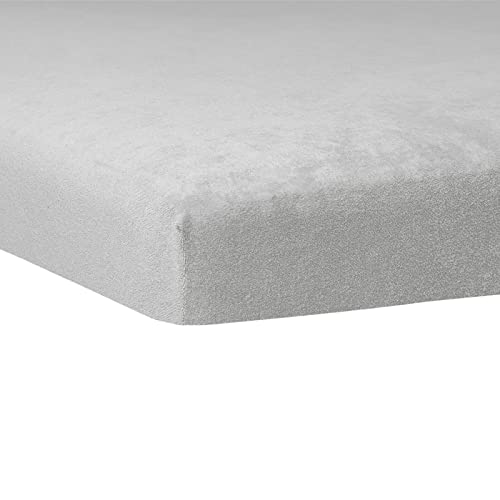 TRAUMSCHLAF weiches, elastisches Flausch Biber Boxspring Topper Spannbettlaken mit Rundumgummi, Größen 140x200 cm - 160x200 cm Platin von Traumschlaf