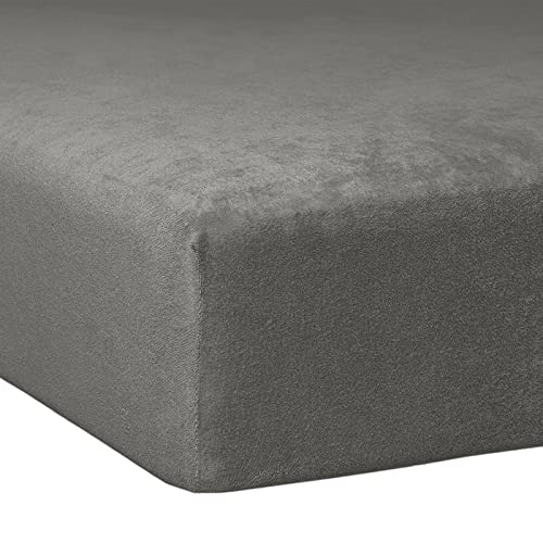 TRAUMSCHLAF weiches, elastisches Flausch Biber Boxspring Matratzen Spannbettlaken mit Rundumgummi, Größen 180x200 cm - 200x200 cm Schiefer von Traumschlaf