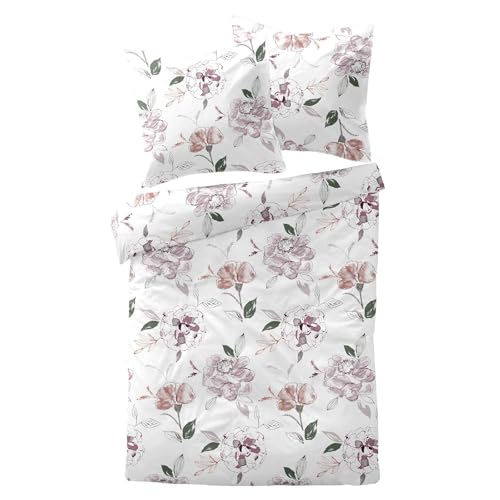 Traumschlaf Moderne Biber Bettwäsche Atherton Rose kuschelig weich aus 100% Baumwolle mit Reißverschluss - Made in Germany 240x220 cm + 2X 80x80 cm Traumschlaf Moderne Biber Bettwäsche Atherton Rose kuschelig weich aus 100% Baumwolle mit Reißverschluss - Made in Germany 240x220 cm + 2X 80x80 cm von Traumschlaf
