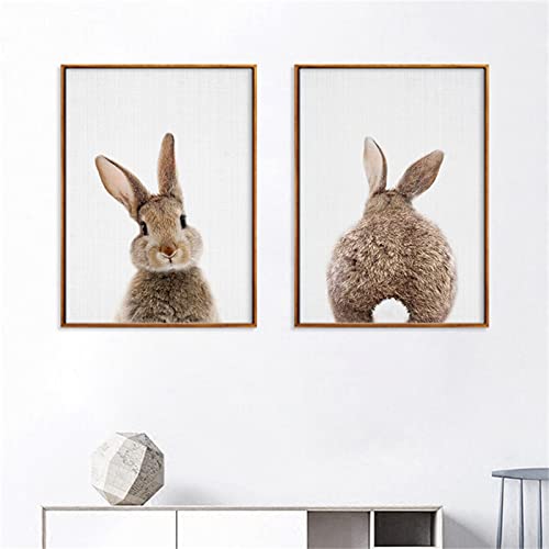 Trayosin Bilder Kinderzimmer 2er Set, Premium Kaninchen Poster Set, Wandbilder Deko Bilder Kinderzimmer Mädchen und Jungen Babyzimmer Deko Wandposter (21x30cm) von Trayosin