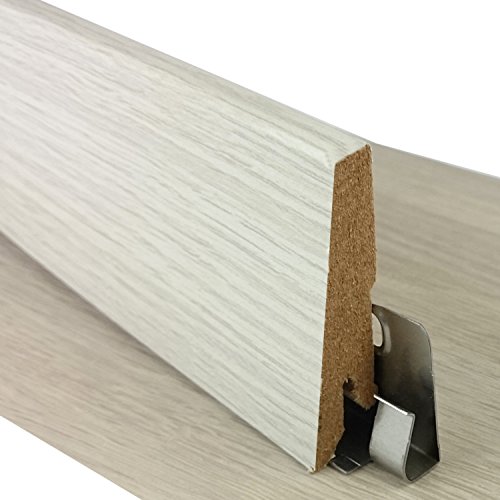 Sockelleiste für TRECOR® Klick Vinylboden - Länge: 240 cm - Höhe: 60 mm - Tiefe: 18 mm - WASSERFEST - (Sockelleiste | 1 Stück, Eiche Weiß) von Trecor