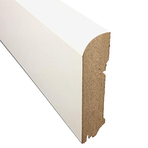 TRECOR® Sockelleiste weiß 78 mm hoch | Classic Profil abgerundete Form 18x78 mm ✓Kabelkanal ✓weisse Oberfläche | MDF Trägermaterial | Länge 2.5m (Sockelleiste 250 cm | Nürnberger Profil, Höhe: 78 mm) von Trecor