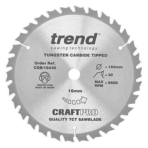 Trend CraftPro CSB/18430 TCT Kombinationssägeblatt für Holz, 184 mm Durchmesser, 16 mm Bohrung, 30 Zähne, 2,6 mm Schnittfuge, 15° Haken, CSB/18430 von TREND