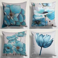 Blaue Blumen Kissenhülle, Hochwertige Floraler Kissenbezug, Wohndekoration, Fuschia Blau Kissen von TrendHomeDesign