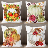 Herbstliebe Kissenbezug, Dekorative Orange Ahorn Baum Blätter Bunte Kürbisse Kissen, Digital Art Thanksgiving Geschenk von TrendHomeDesign