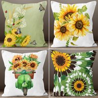 Sonnenblumen Kissenbezug, Gelb Grün Sommer Trend Deko Bettwäsche Dekor, Wohndeko Kissen von TrendHomeDesign