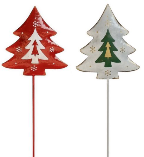 TrendLine Dekostecker Metall Tannenbaum 90 cm rot-weiß von TRENDLINE