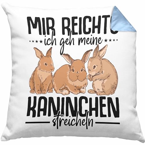 Trendation - Kaninchen Kissen Hasen Süßer Hase Haustier Ostern Geschenk Haustier Dekokissen mit Füllung 40x40 (Blau) von Trendation