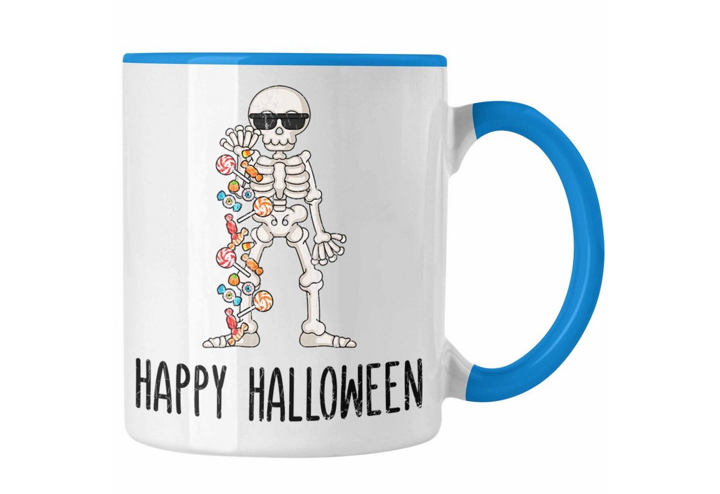 Trendation Tasse Halloween Tasse Kürbis Dekoration Becher Happy Halloween Skelet von Trendation