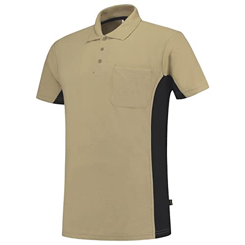 Tricorp 202002 Workwear Bicolor Brusttasche Poloshirt, 50% Gekämmte Baumwolle/50% Polyester, 180g/m², Khaki-Schwarz, Größe XL von Haas F1 Team