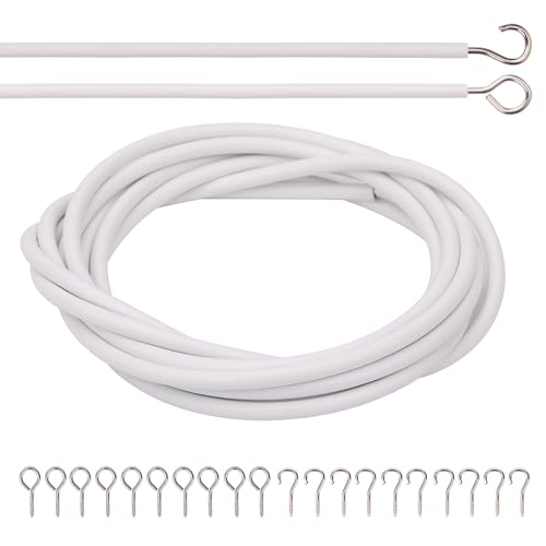 Trimming Shop 10 Meter Vorhangdraht mit 10 Paar Haken & Ösen Set, Mehrzweck Voile Vorhang Drahtkabel, Schnur Kabelhaken und Ösen für Fenster Netz Gardinenstangen Home Garden von Trimming Shop